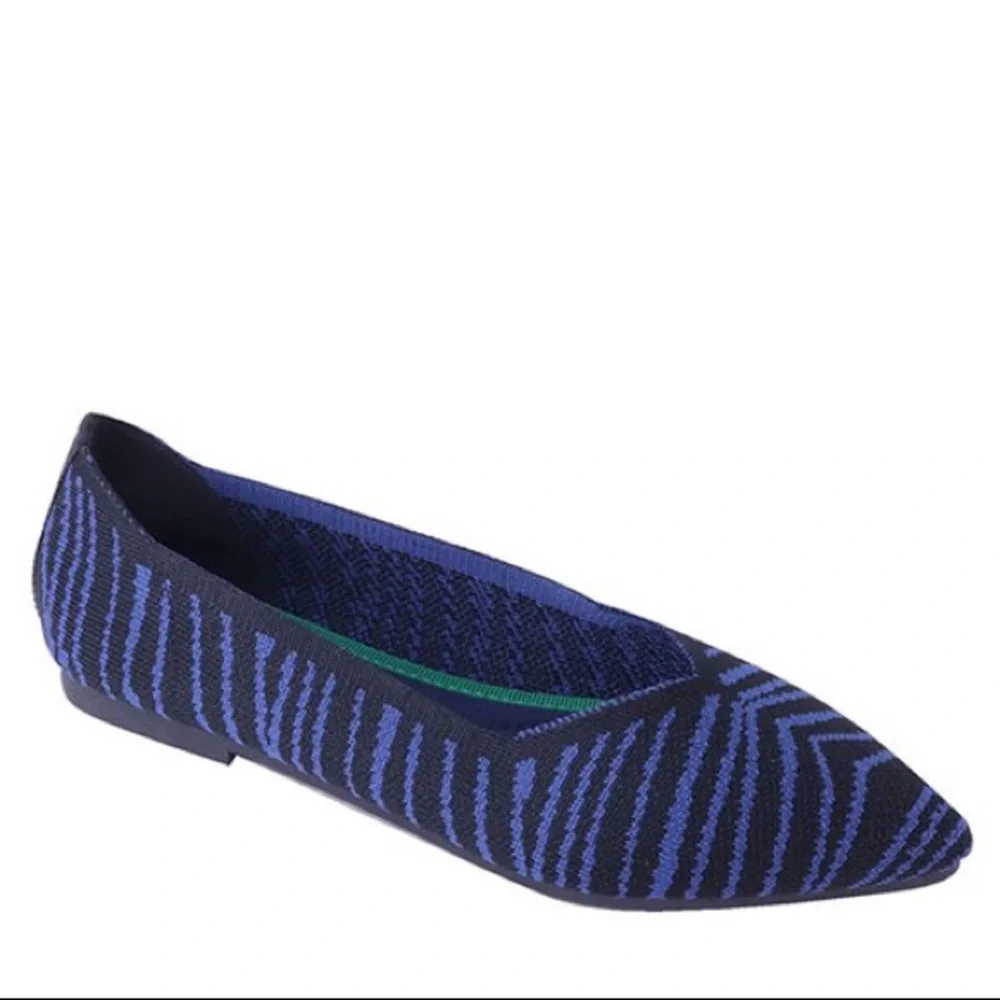 Italina Black Slip On Pointed Toe Fabric Comfort Walking Flat - Picture 5 of 6